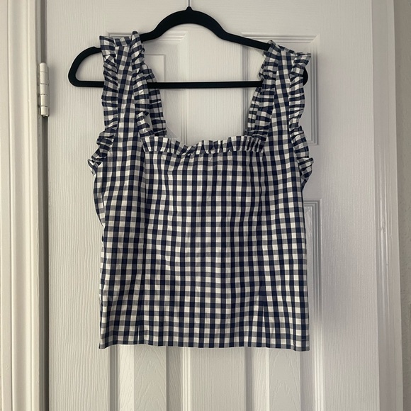 J.CREW Ruffle Classic Cotton Gingham M - Picture 3 of 6